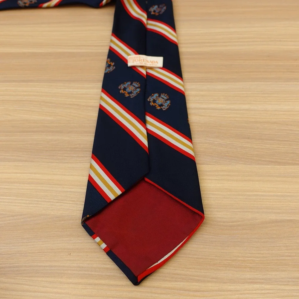 Vintage Repp Stripe Neck Tie Mens Navy Blue Ivy Crest Regimental GRENADA Excello